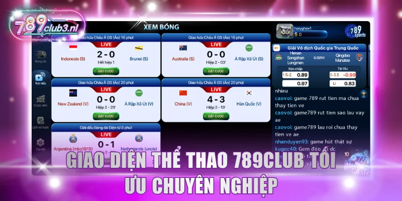 Giao diện thể thao 789Club tối ưu chuyên nghiệp