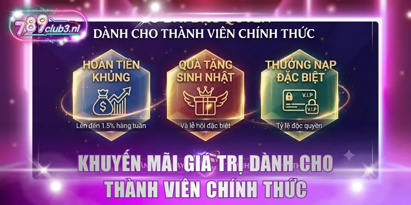Khuyến mãi giá trị dành cho thành viên chính thức